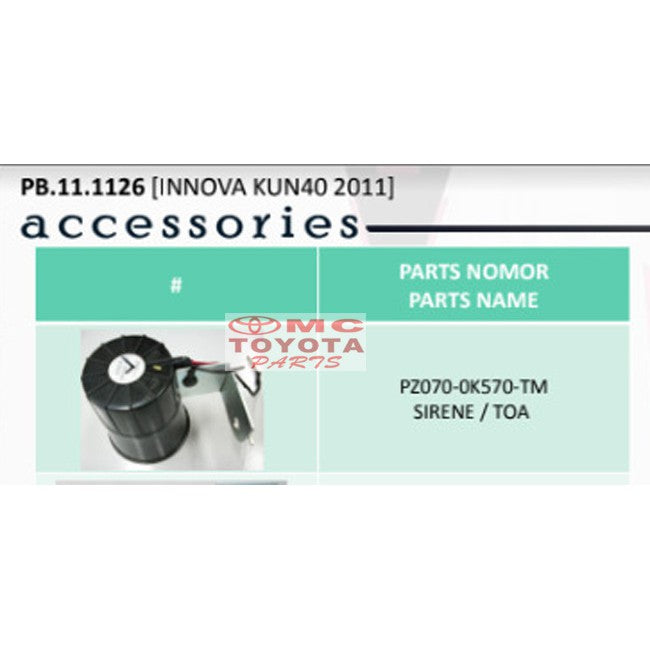Sirene Toa Toyota Innova PZ070-0K570-TM
