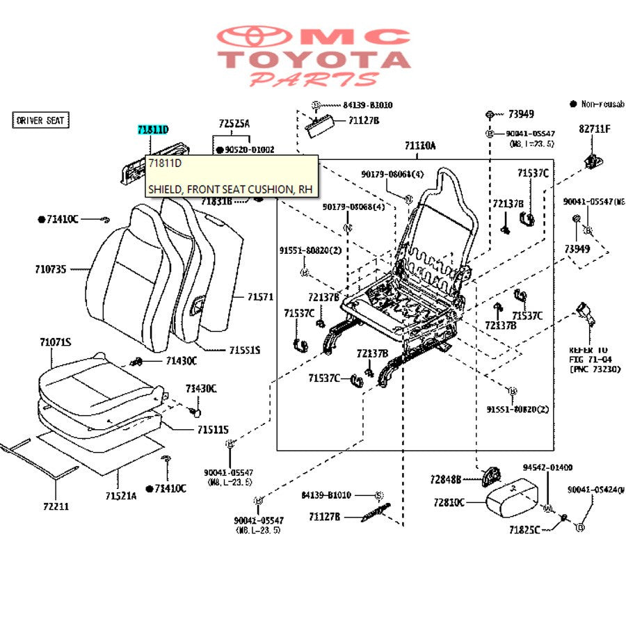Cover Tutup Samping Jok Depan Kanan Calya Sigra 71811-BZ240-B0