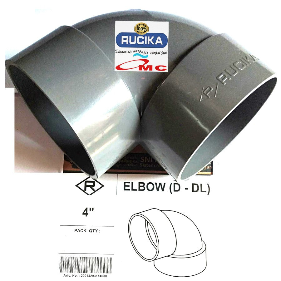 Sambungan Pipa Pralon Knee Keni Knie Elbow D Aw 4 Inch RUCIKA