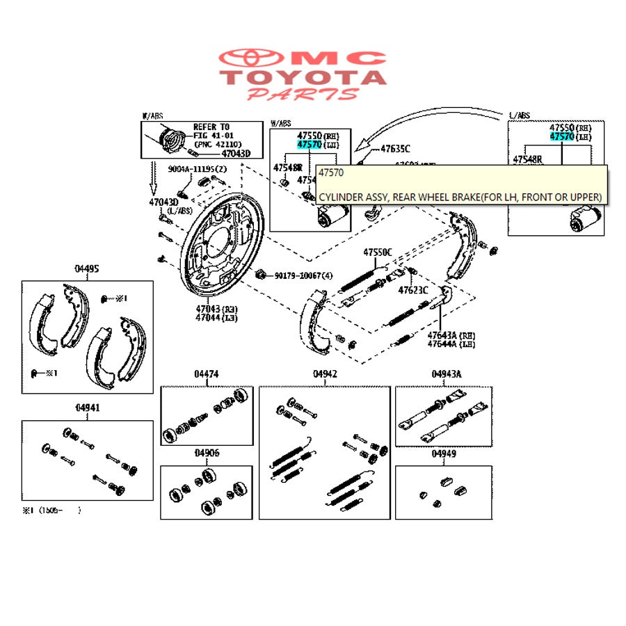 Master Cylinder Rem Belakang Kiri Avanza Xenia Rush 47560-BZ011