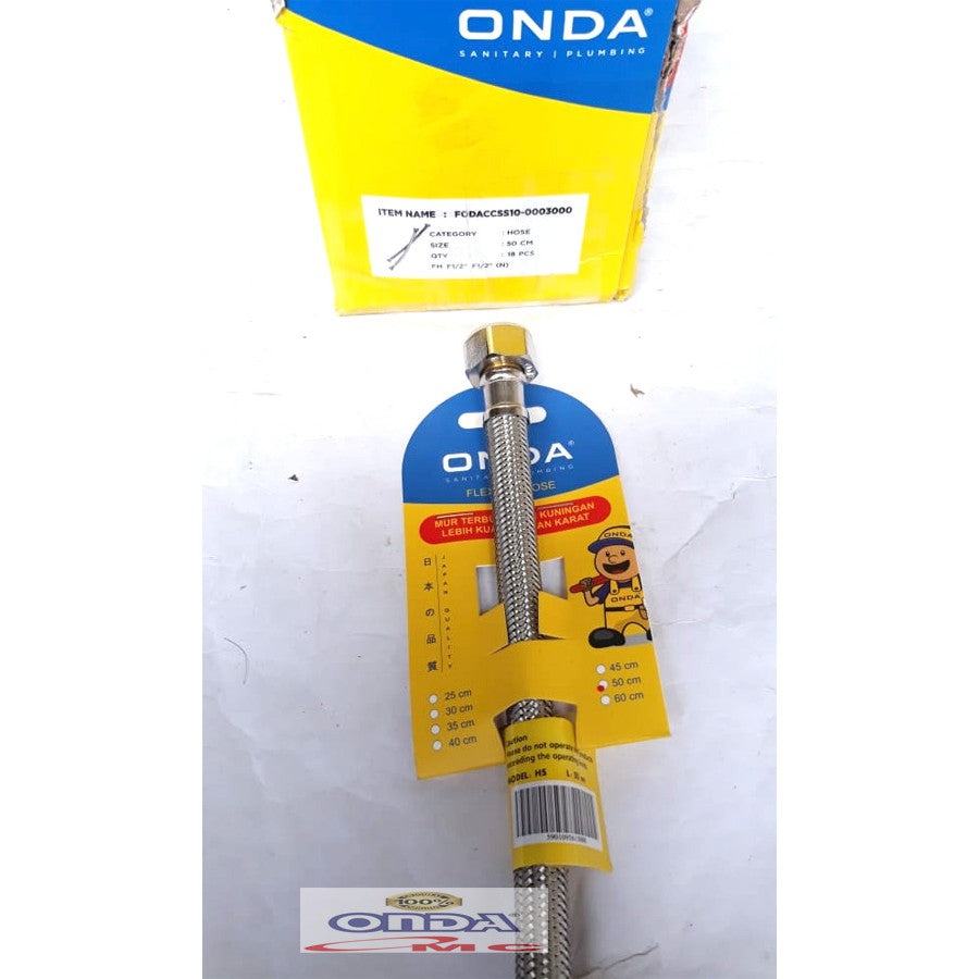 Selang Hose Air Panas/Dingin Flexible Serat Anyam 50 cm 1/2 Inch ONDA FH-1P2-50