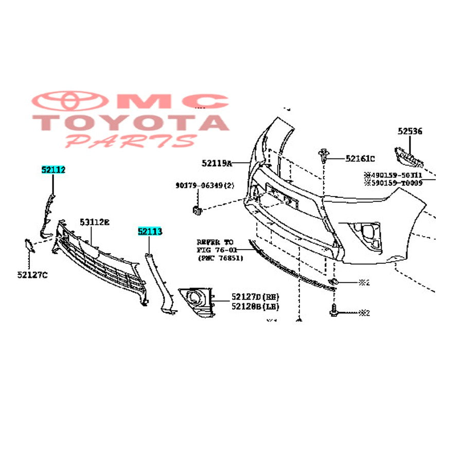 Moulding Extension Bumper Depan Kanan Yaris 52112-0D160