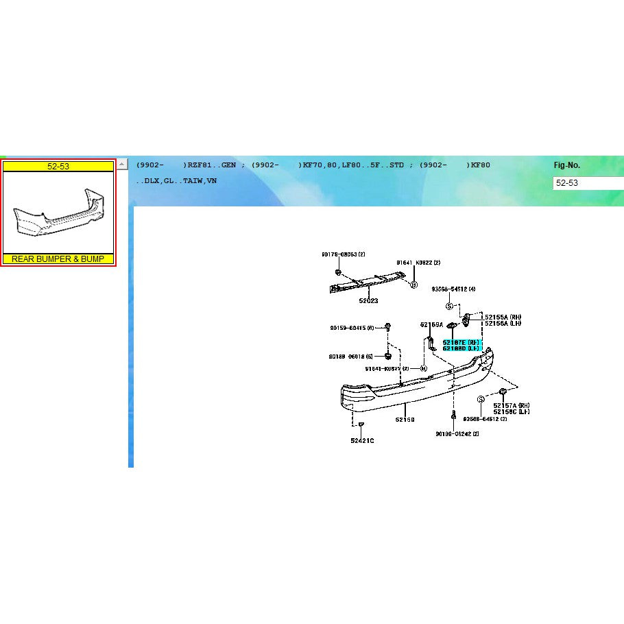 Support Bracket Breket Bumper Belakang Kijang Kapsul 52187-0B010