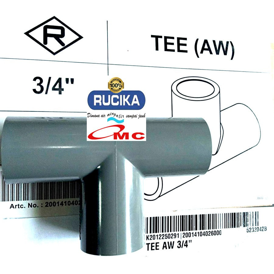 Sambungan Pipa Pralon Fitting Knie Knee Keni Tee Aw T 3/4 RUCIKA