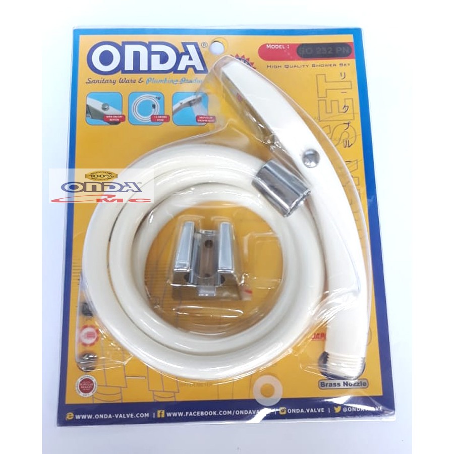 Hand Shower Mandi Kepala Segi 1.3 M 1/2 Inch ONDA SO 232 PN