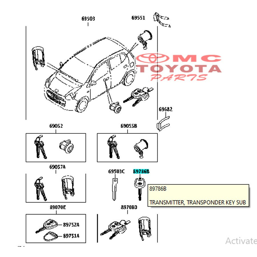 Kunci Key Transmitter Toyota Agya Calya 89785-BZ190