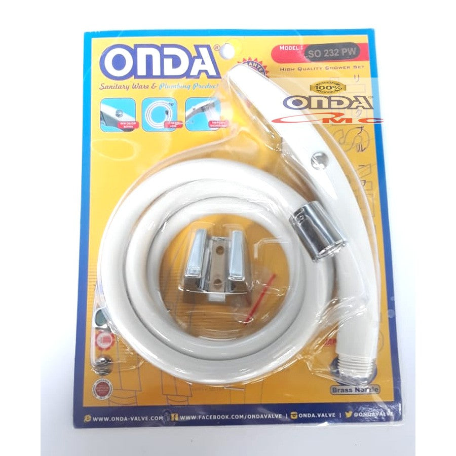 Hand Shower Mandi Kepala Segi 1.3 Meter 1/2 Inch ONDA SO 232 PW