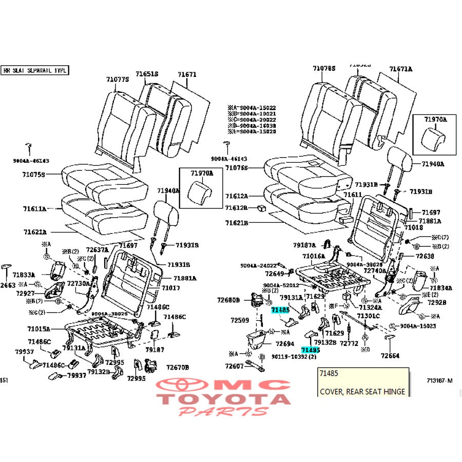 Tutup Cover Baut Kaki Jok Tengah Kiri Avanza Xenia Old 71485-BZ010-E0