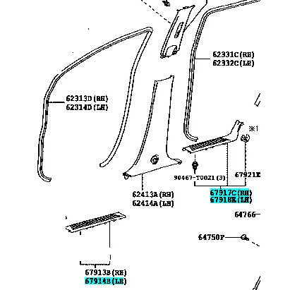 Sill Plate Samping Tengah Kiri Yaris All new Original 67918-0D220-C0
