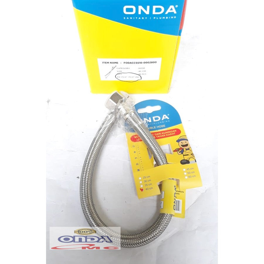 Selang Hose Air Panas/Dingin Flexible Serat Anyam 40 cm 1/2 Inch ONDA