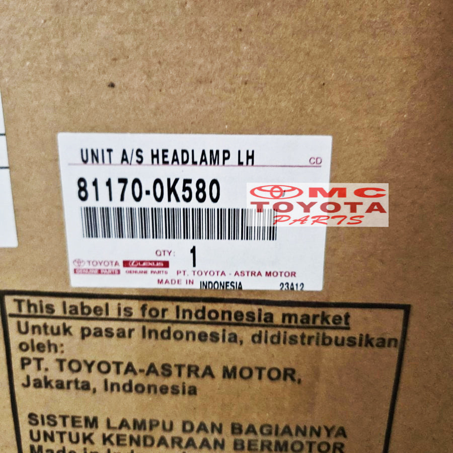 Headlamp Lampu Depan Innova Reborn Type Tipe G V Halogen Original Toyota 81130-0K580 / 81170-0K580 Head Lamp Lampu Besar Depan Kanan Kiri Innova Reborn 2016 2017 2018 2019 2020 2021