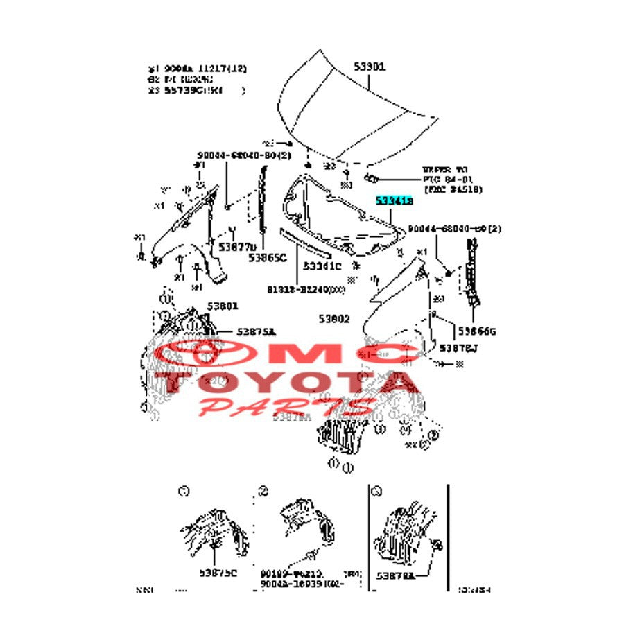 Peredam panas Cup kap mesin Toyota Grand Avanza Great Xenia 2015-2021 53341-BZ091