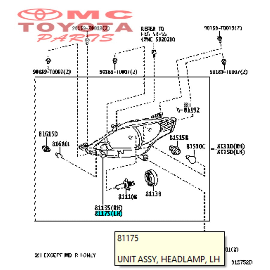 Lampu Depan / Head Lamp Kiri Kijang Innova Grand 81170-0K520