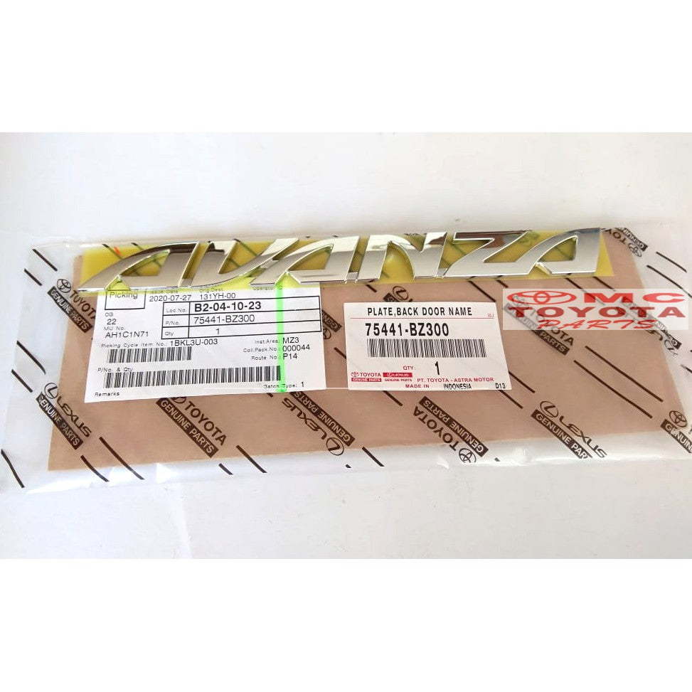 Emblem Logo Bagasi Belakang Toyota Avanza 75441-BZ300