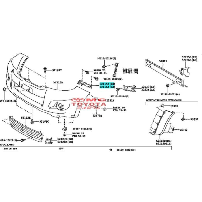 Support Bracket Breket Bumper Depan Kanan Hilux 52115-0K060