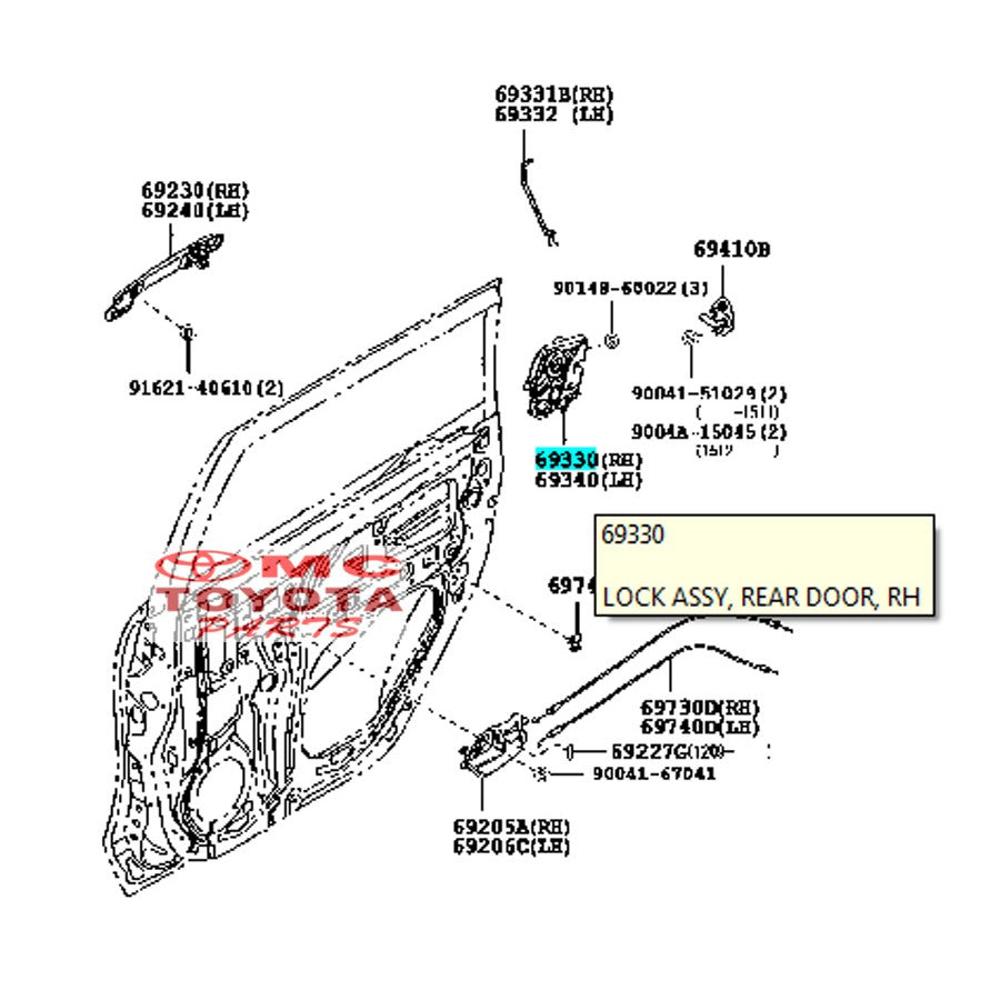 Door Lock Belakang Kanan Avanza Xenia All New 69330-BZ260