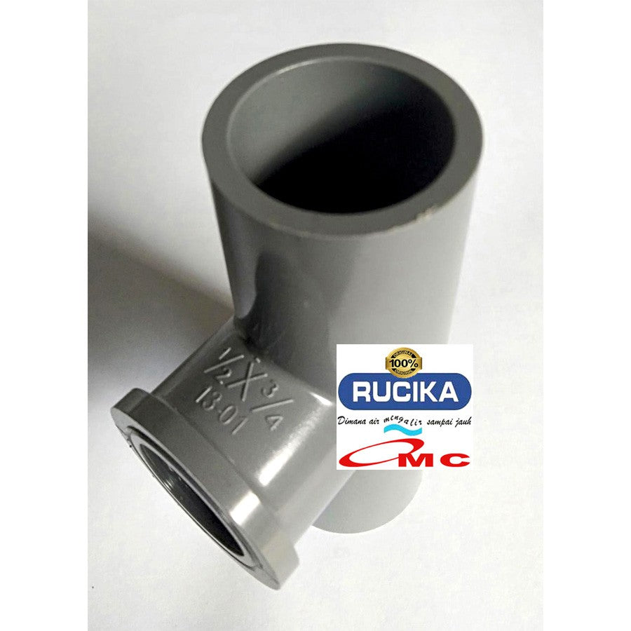 Sambungan Pipa Pralon Fitting Drat Dalam Faucet Tee T 1/2 X 3/4 RUCIKA
