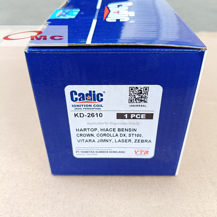 Coil Ignition Kijang 3K 4K Super 5K Daihatsu Zebra Corolla DX Hartop Hiace Bensin Crown Suzuki ST100 Vitara Jimny Ford Laser Hardtop Original Cadic KD-2610 Koil Pengapian Koil Ignition Coil Koil Busi Universal