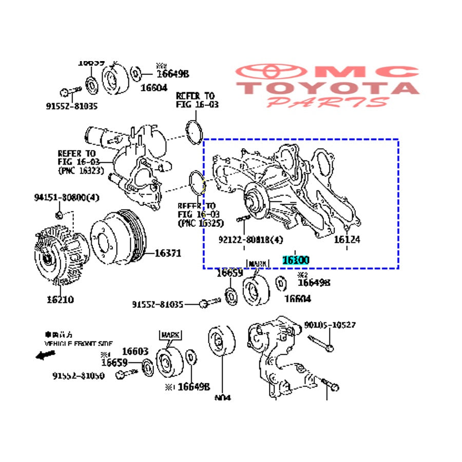 Water Pump / Pompa Air Innova Fortuner Hilux Bensin Kijang Kapsul 2000cc Hiace Coaster Land Cruiser Prado 16100-79445