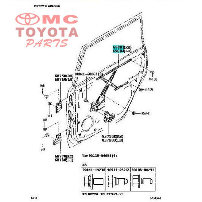 Regulator Power Window / Pintu Belakang Kiri Avanza Xenia Old 69804-BZ010