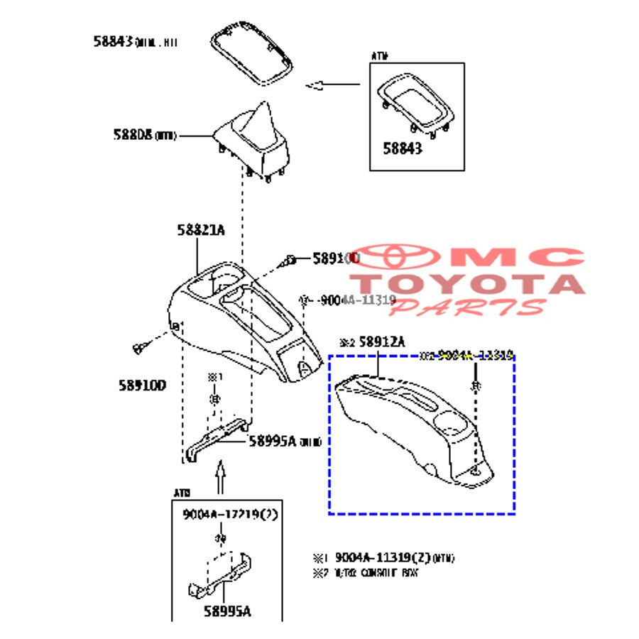 Consule  Console Box Panel Rem Tangan Agya Ayla Calya Sigra Type D 58911-BZ050-B0 Original
