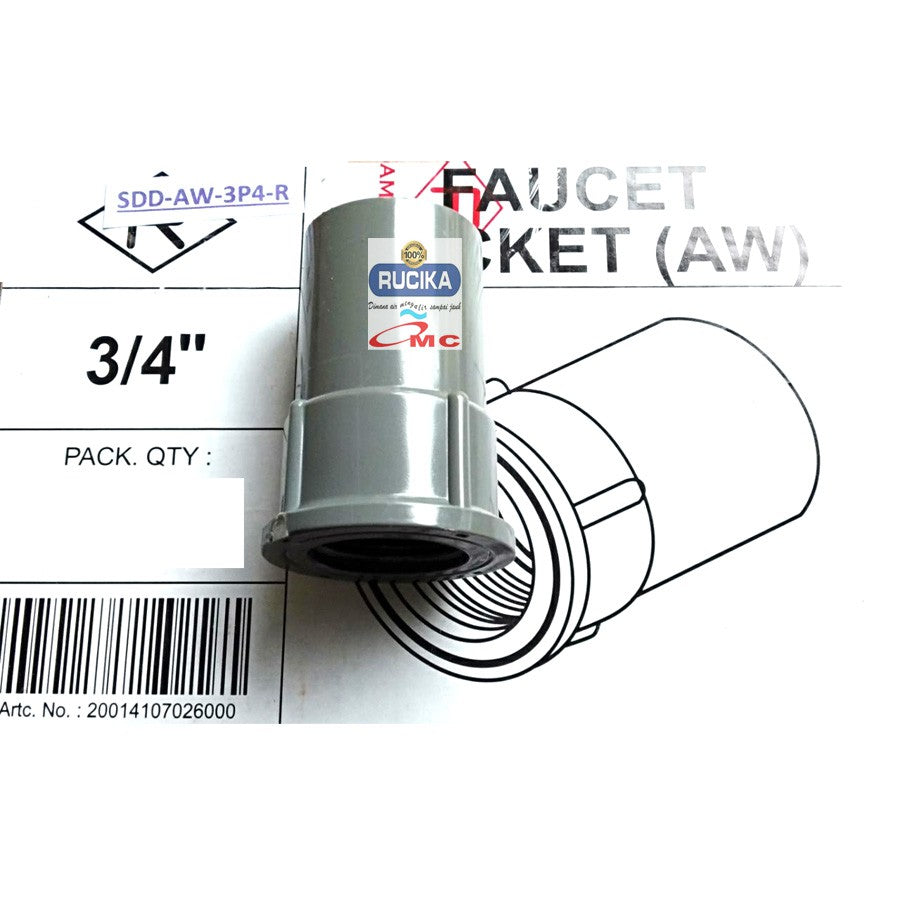 Sambungan Pipa Pralon Sock Sok Drat Dalam Faucet Socket 3/4 RUCIKA