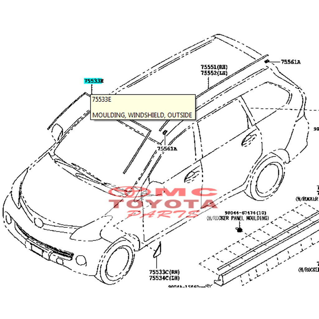 List Karet Pelipit Luar Kaca Besar Depan Avanza Xenia All New 75533-BZ100
