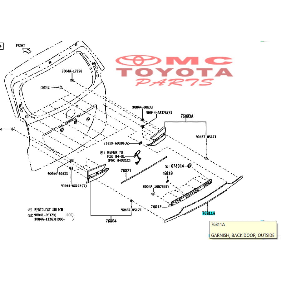 List Pintu Bagasi Trunk Lid Garnish Avanza Xenia New 76811-BZ540