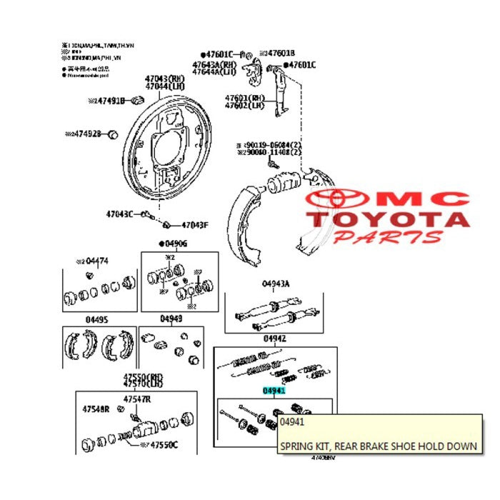 Kit Per Rem Belakang / Spring Kit Rear Brake Avanza Xenia 04941-BZ050
