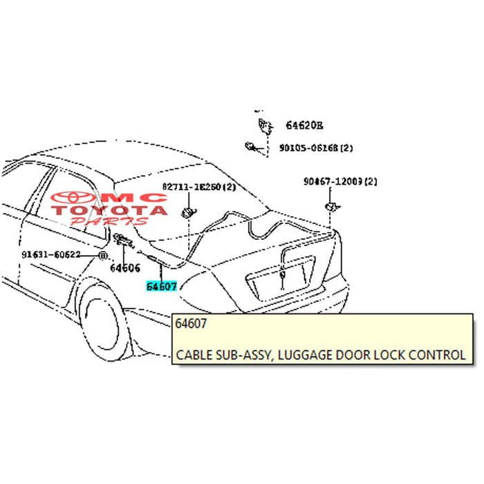 Kabel Tarikan Pembuka Tutup Bagasi Corolla Great Allnew 64607-12720