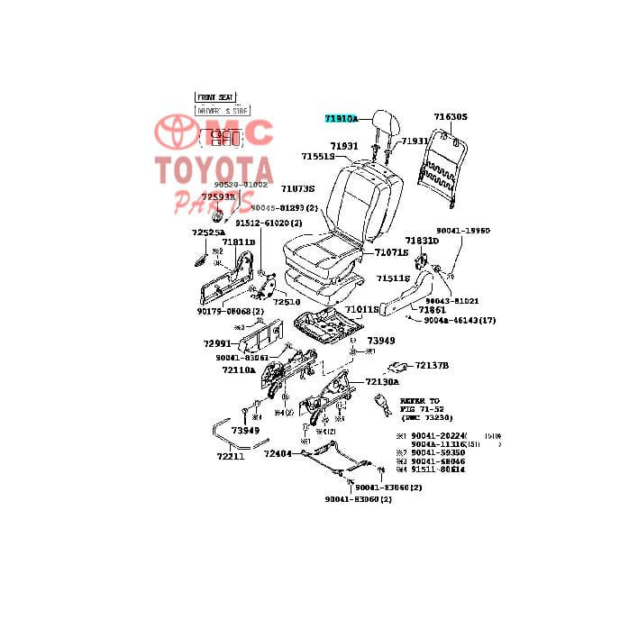 Headrest Sandaran Kepala otomotif Depan Toyota Rush 71910-BZC10-C0