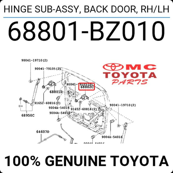 Engsel Pintu Bagasi Hinge Assy Back Door Avanza Xenia Old 68801-BZ010