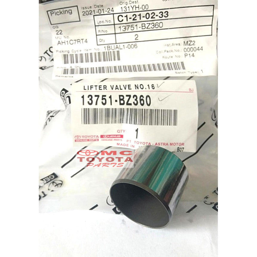 Lifter Valve Tappet Mangkok Koin Klep Rush Agya Ayla Raize NO.16 Ukuran 16 13751-BZ360 Original Toyota