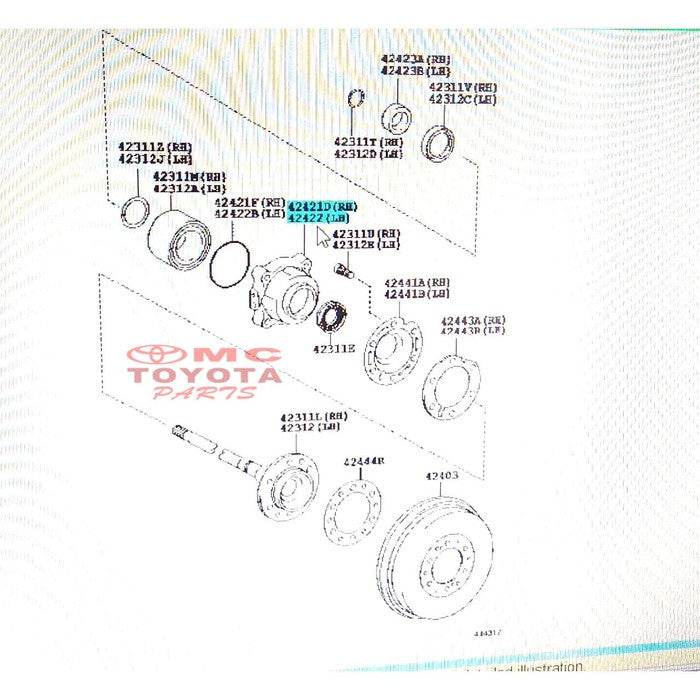 Nap Roda Belakang Toyota Fortuner Hilux 42421-KK030