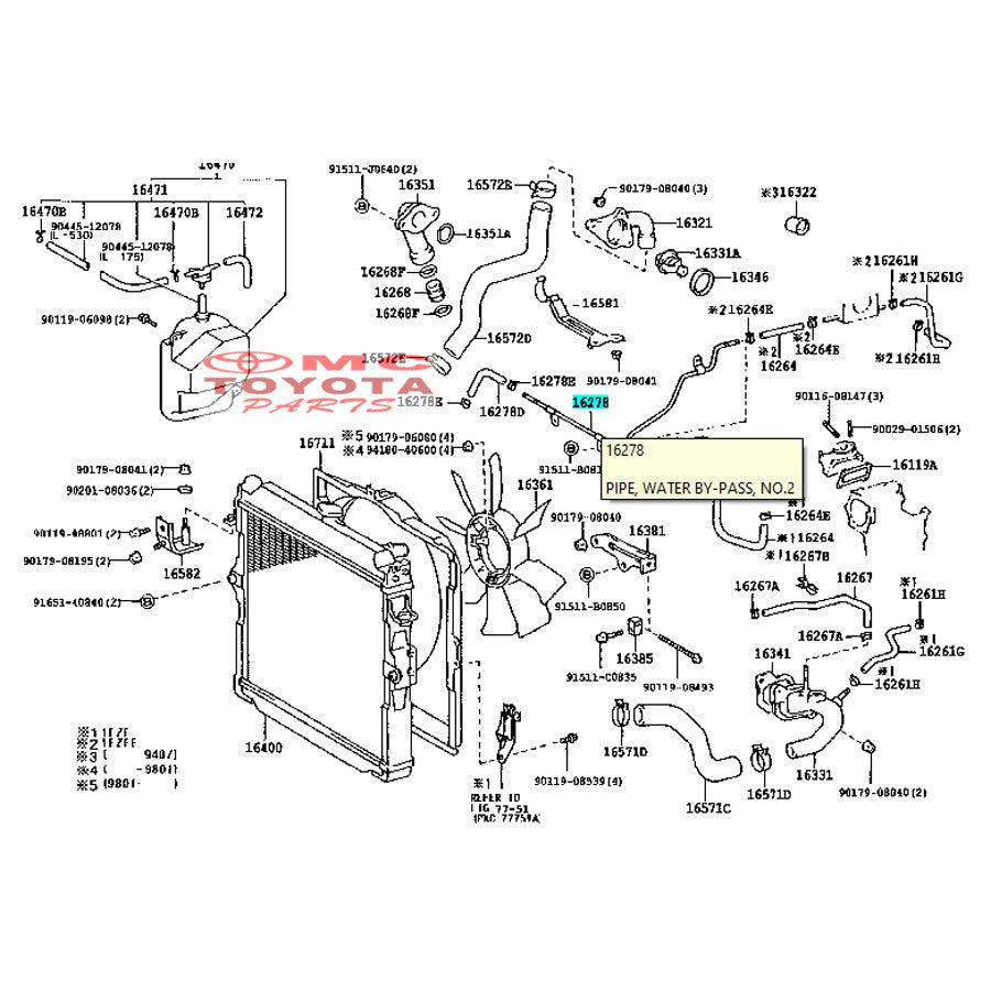Selang Pipa Pipe Water By Pass Toyota Land Cruiser 16278-17010