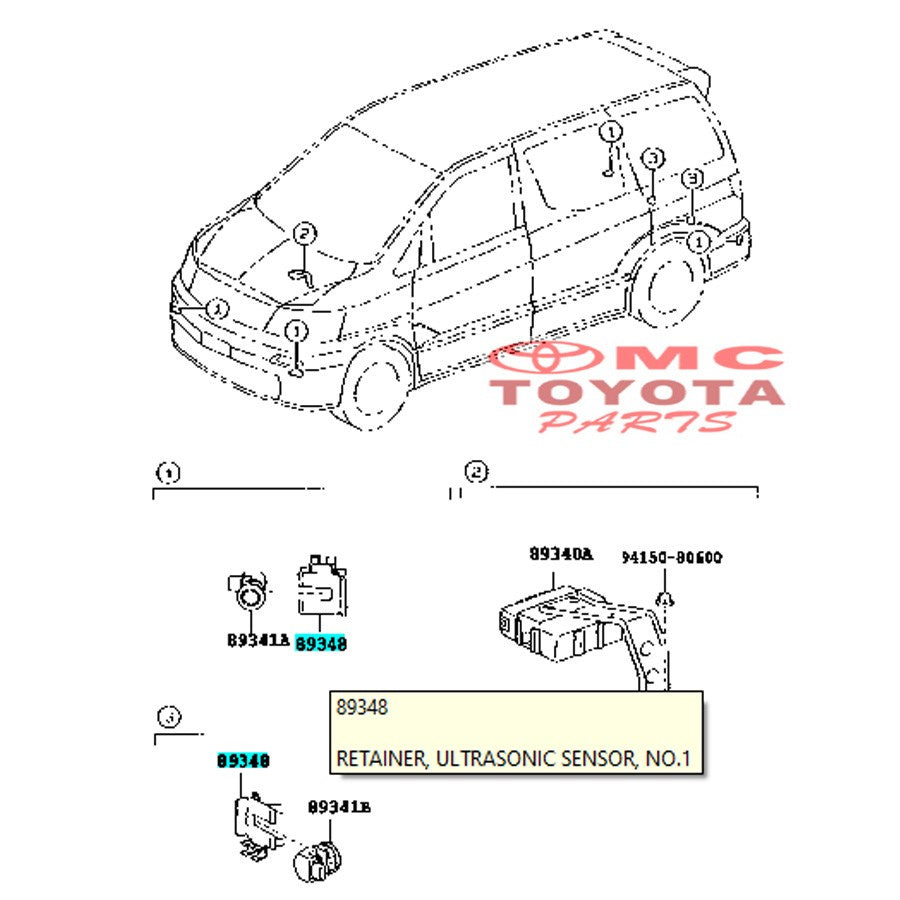 Retainer Ultrasonic Sensor Mundur Toyota Alphard MNH10 Hiace 89348-44010