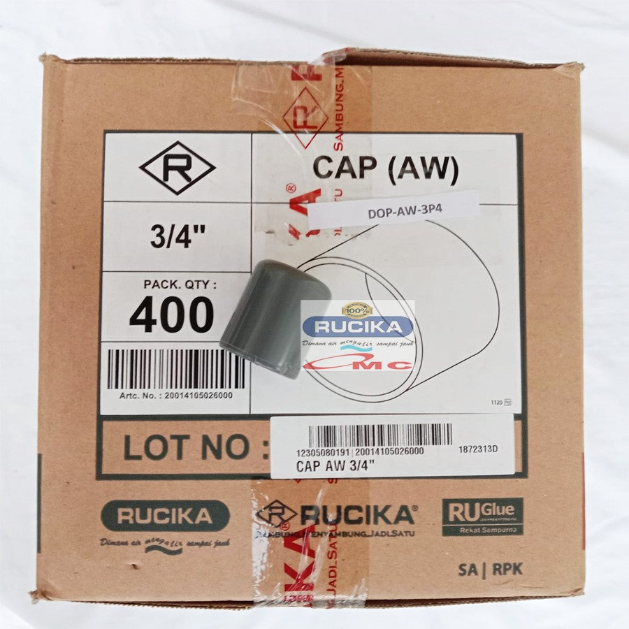 Fitting / Cap Dop Tutup Pipa PVC Dop Aw 3/4 Inci RUCIKA