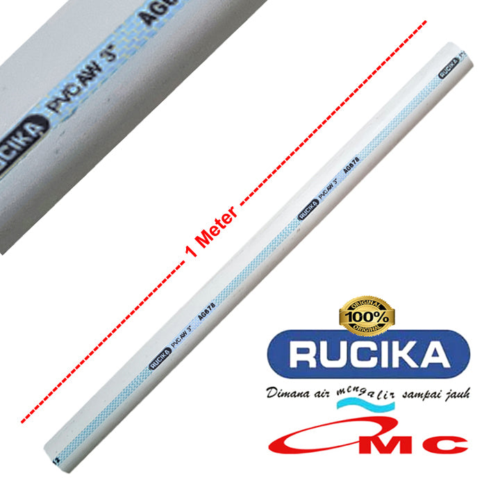Pipa PVC Rucika AW Paralon Pralon Air 3 Inch 1 M Meter 100 Cm