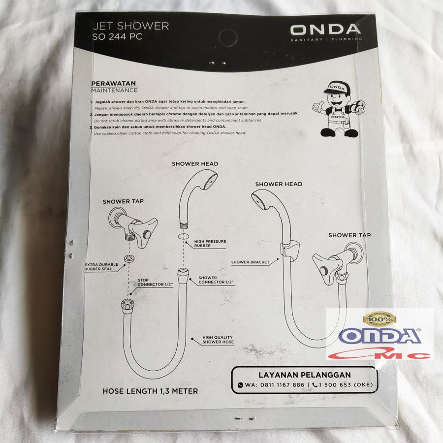 Hand Shower Mandi Panas/Dingin Hose Chrome ONDA SO 244 PC