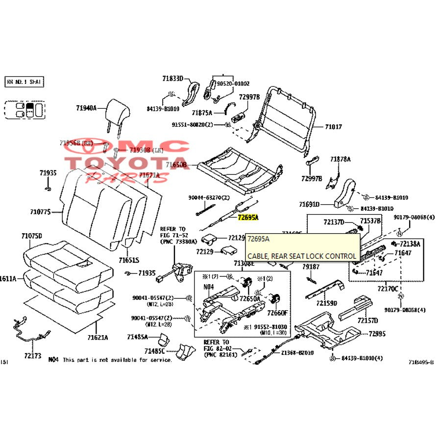 Kabel Sling Setelan Jok Tengah Kanan Toyota Calya Rush Terios 72695-BZ120