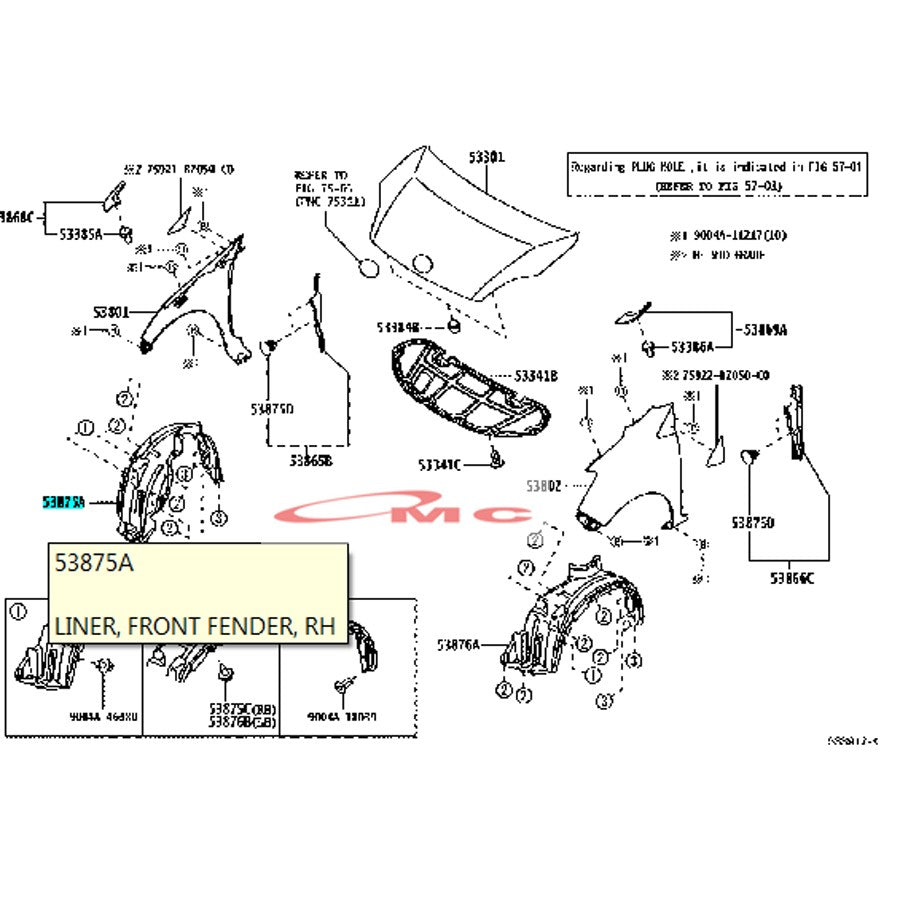 Liner Fender Spakbor Depan Kanan Daihatsu Ayla Agya 53875-BZ220-001