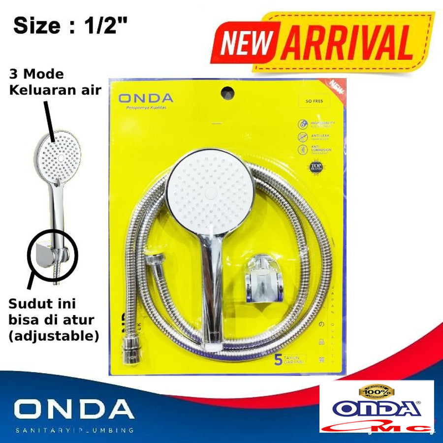 Hand Shower Mandi Flexible Hose Chrome New 1/2 Inch ONDA SO FRES