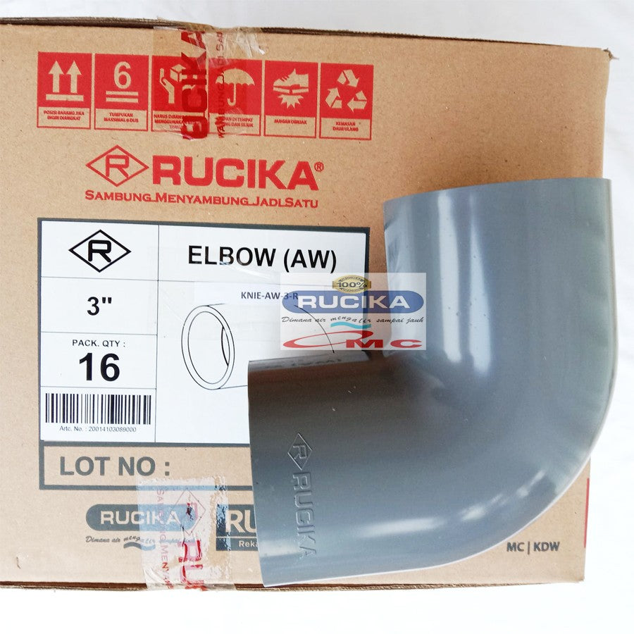 Sambungan Pipa Pralon Knee Keni Knie Elbow Aw 3 Inch RUCIKA