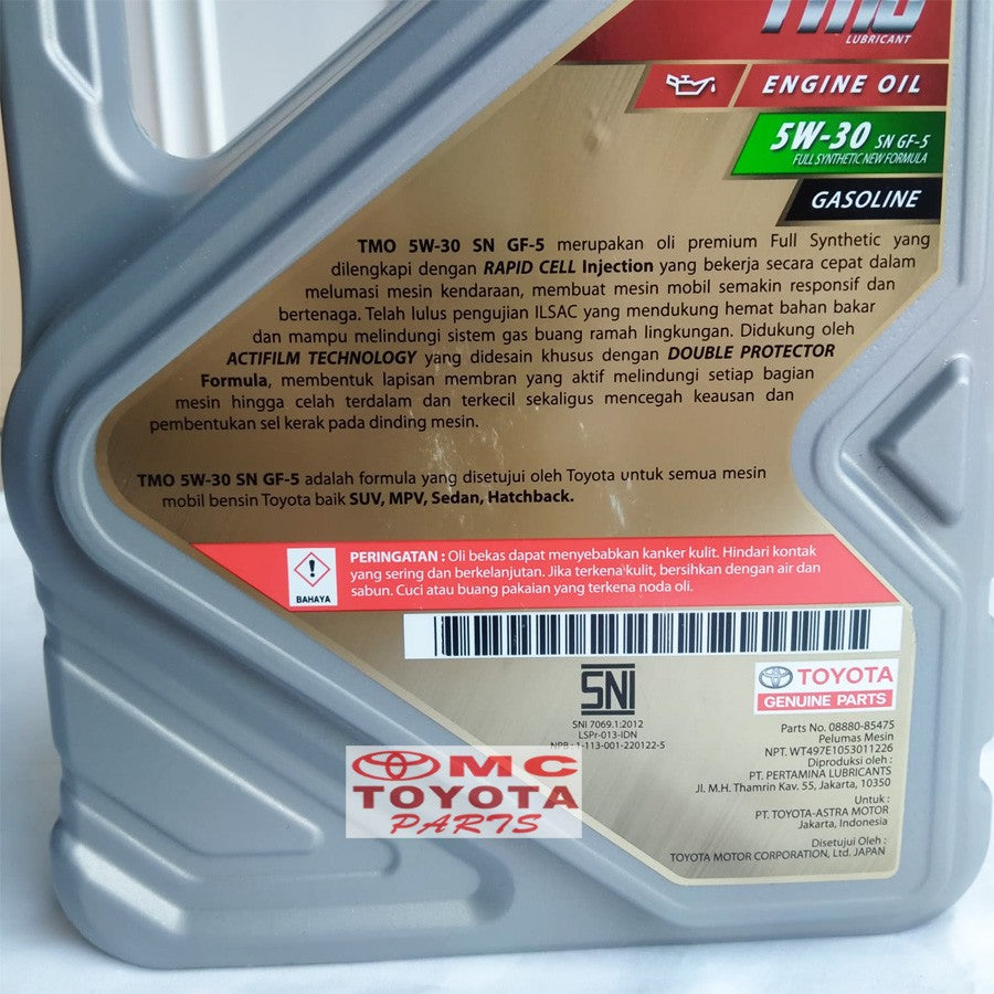 Oli Mesin TOYOTA TMO 5W-30 Full Synthetic GF-5 New 4 Liter 08880-85475