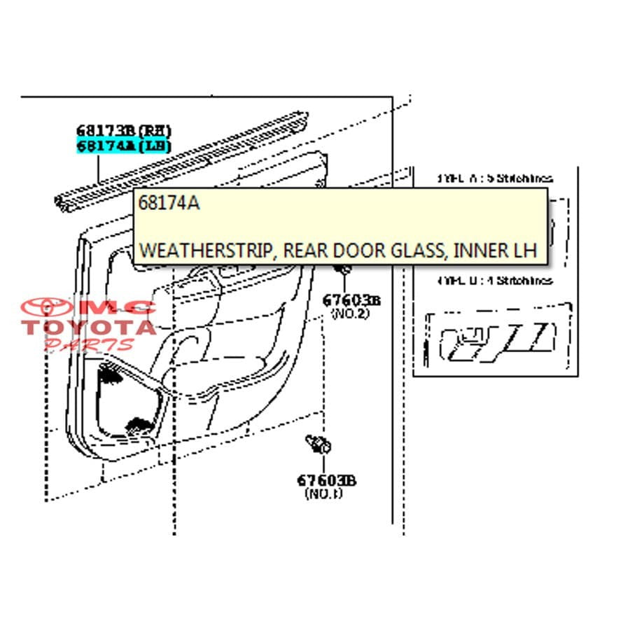 Pelipit Pintu Karet Kaca Dalam Belakang Kiri Hilux 68174-0K010