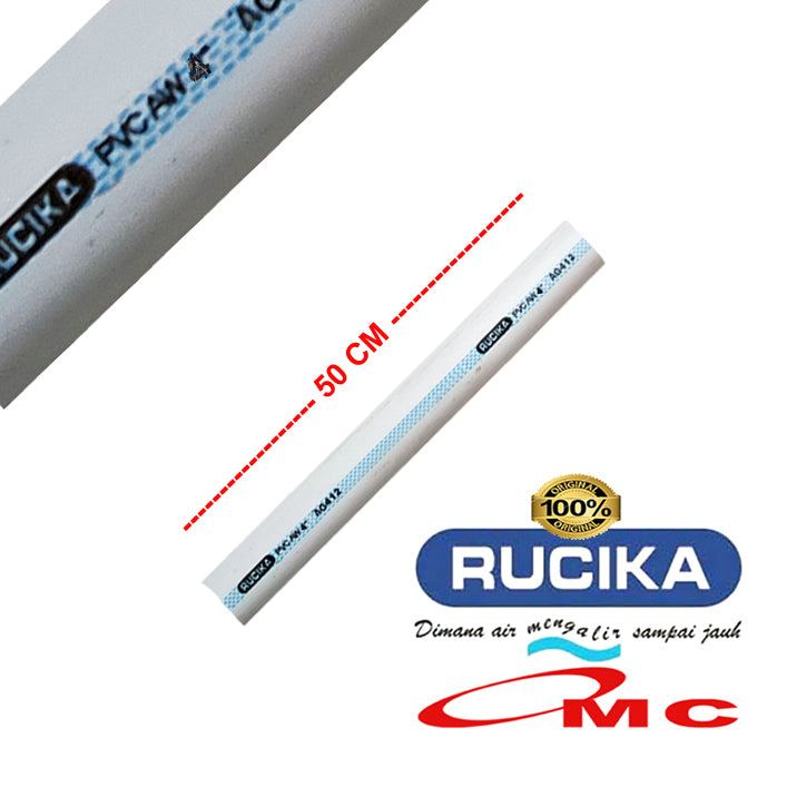 Pipa PVC Rucika AW Paralon Pralon Air 4 Inch 50 Cm 1/2 M Meter