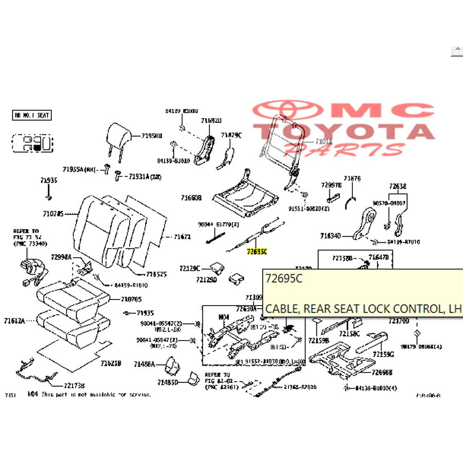 Kabel Sling Setelan Jok Tengah Kiri Calya Toyota Rush Terios 72695-BZ100