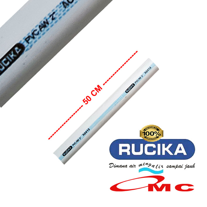 Pipa PVC Rucika AW Paralon Pralon Air 2 Inch 50 Cm 1/2 M Meter