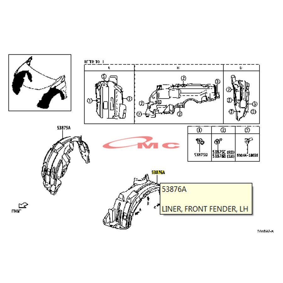 Liner Fender Spakbor Depan Kiri Daihatsu Sigra Calya 53876-BZ310-001