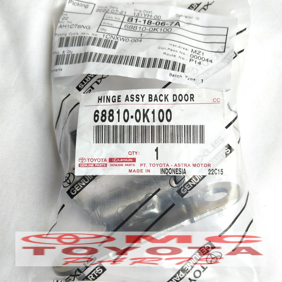 Engsel Pintu Bagasi Hinge Assy Back Door Fortuner 68810-0K100